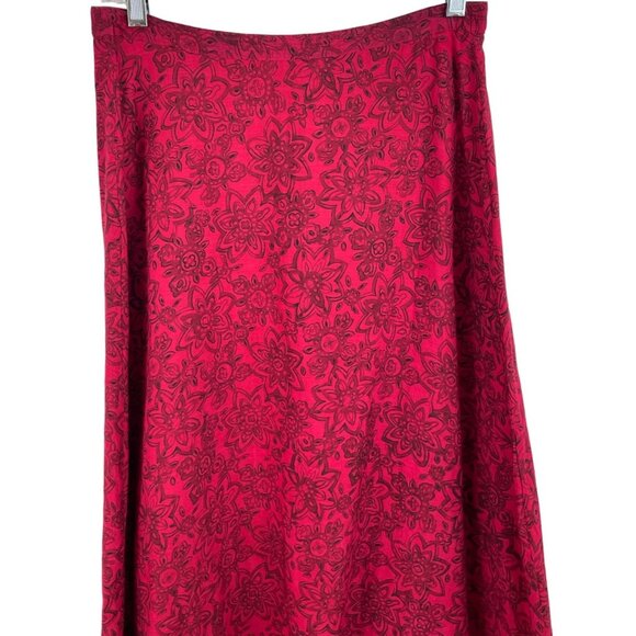 St Johns Bay Petite Womens SIze MP Red & Black Lined A-Line Midi Skirt - Picture 3 of 8